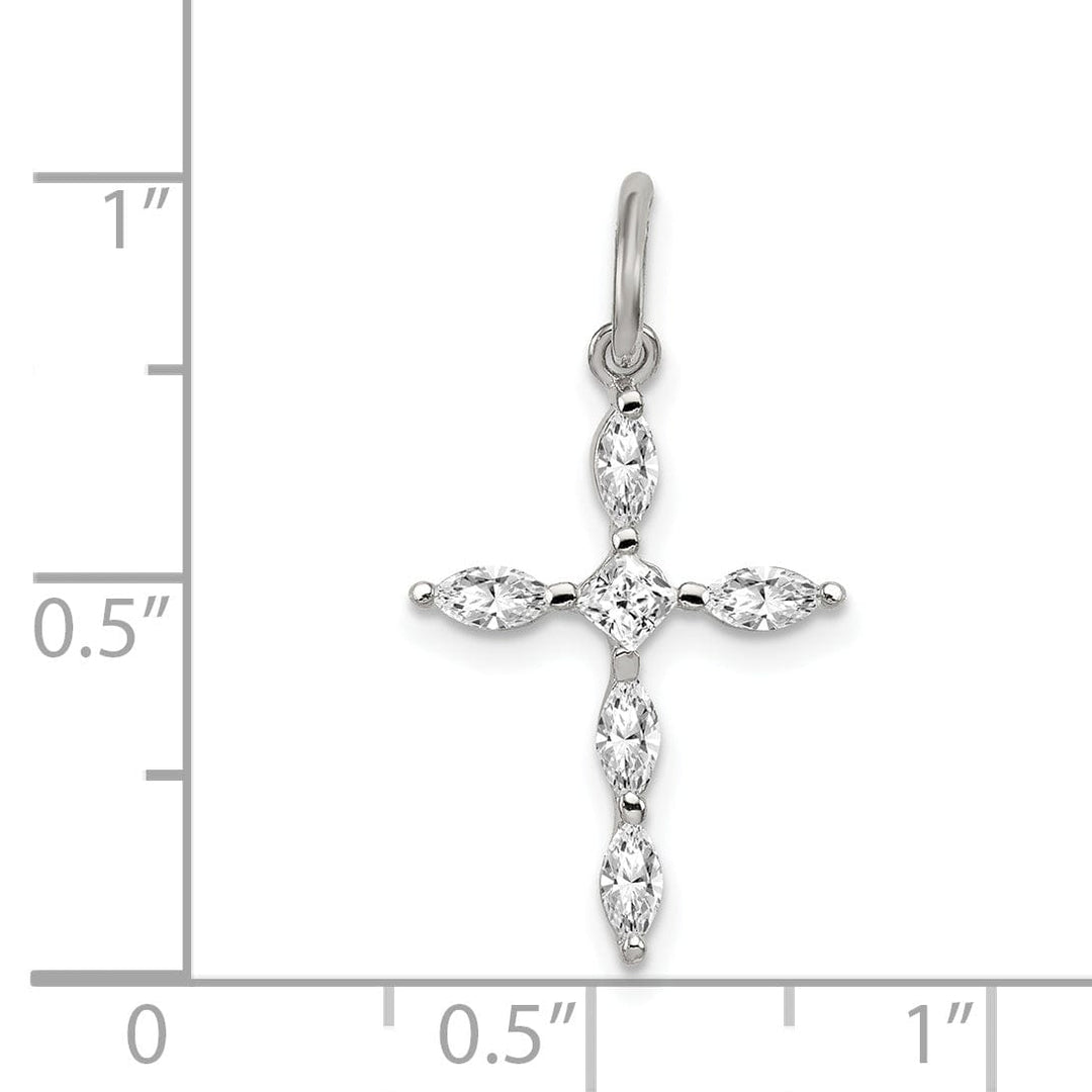 Silver Polished Finish C.Z Cross Pendant