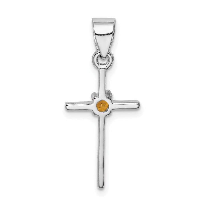 Silver Polished Finish Citrine Cross Pendant