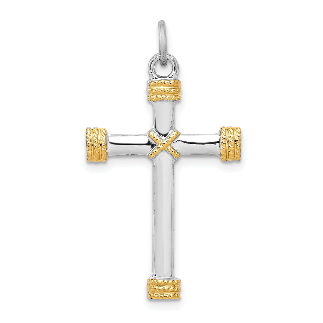Silver Gold Plated Polished Rope Cross Pendant