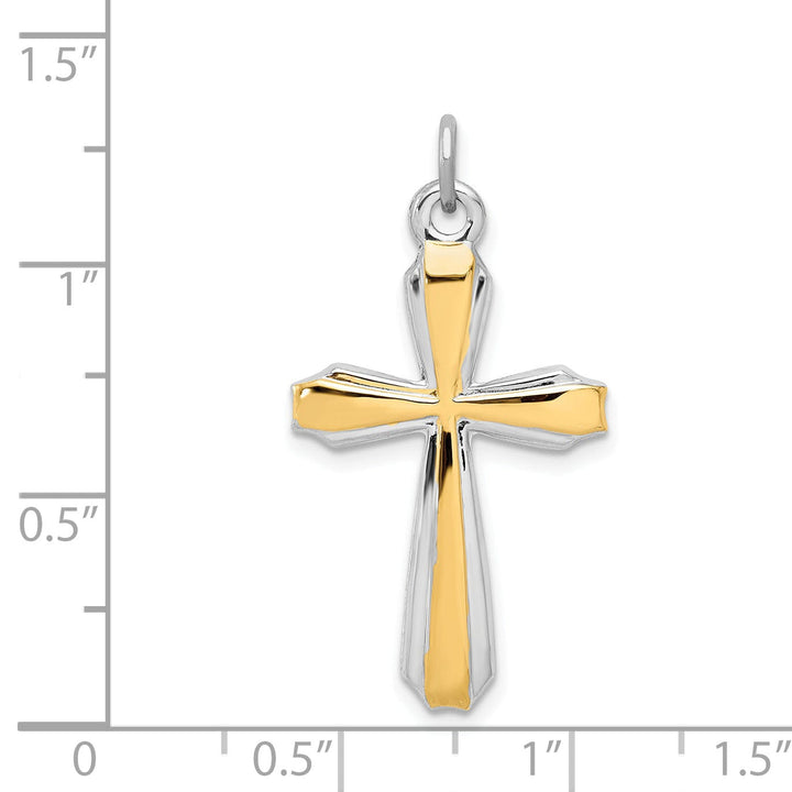 Silver 18k Gold Plated Polished Cross Pendant