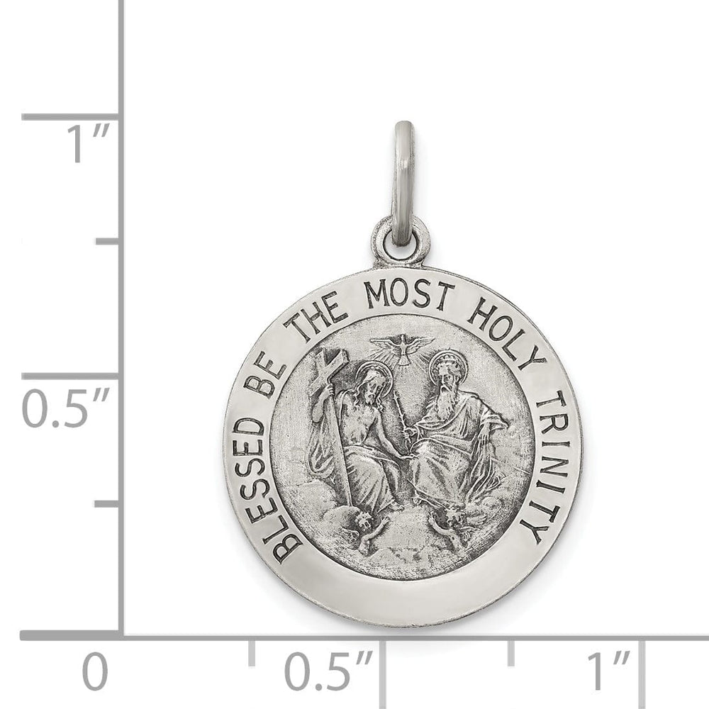 Silver Antiqued Holy Trinity Medal Pendant