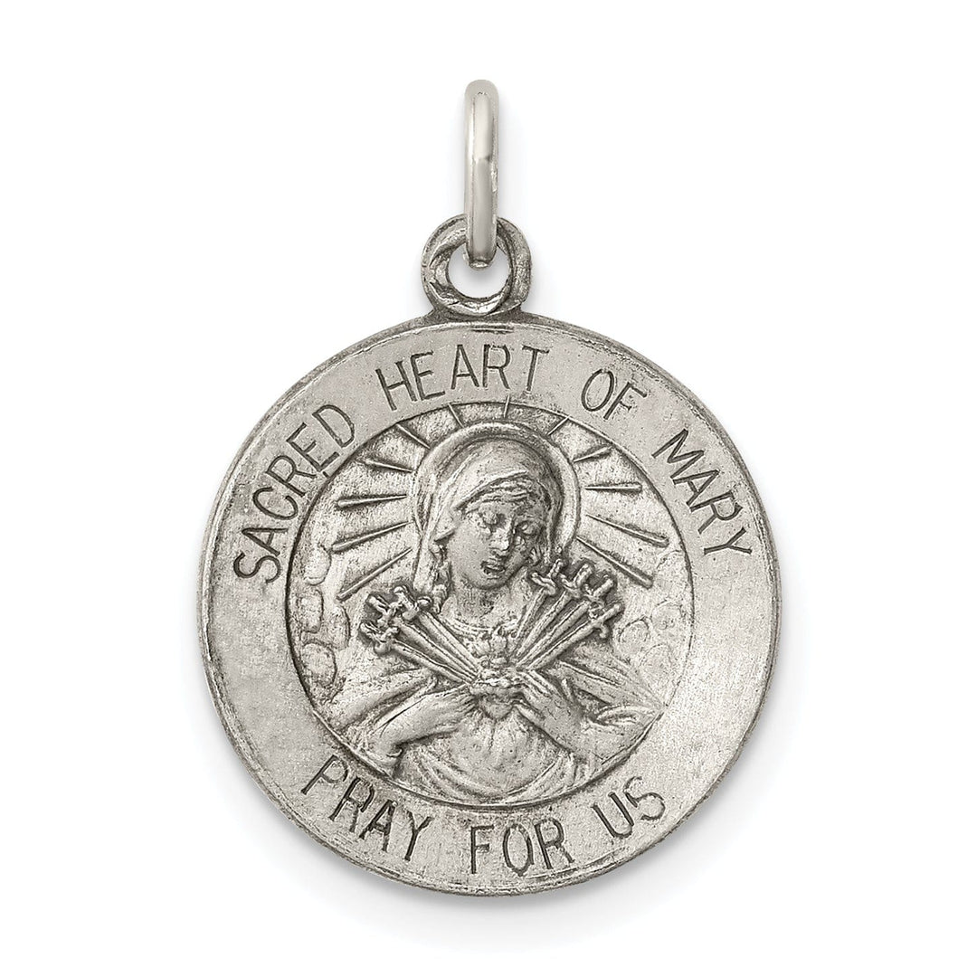 Sterling Silver Antiqued Sacred Heart of Mary Meda