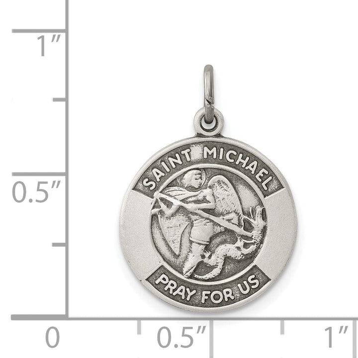 Sterling Silver Oxidized Saint Michael Medal