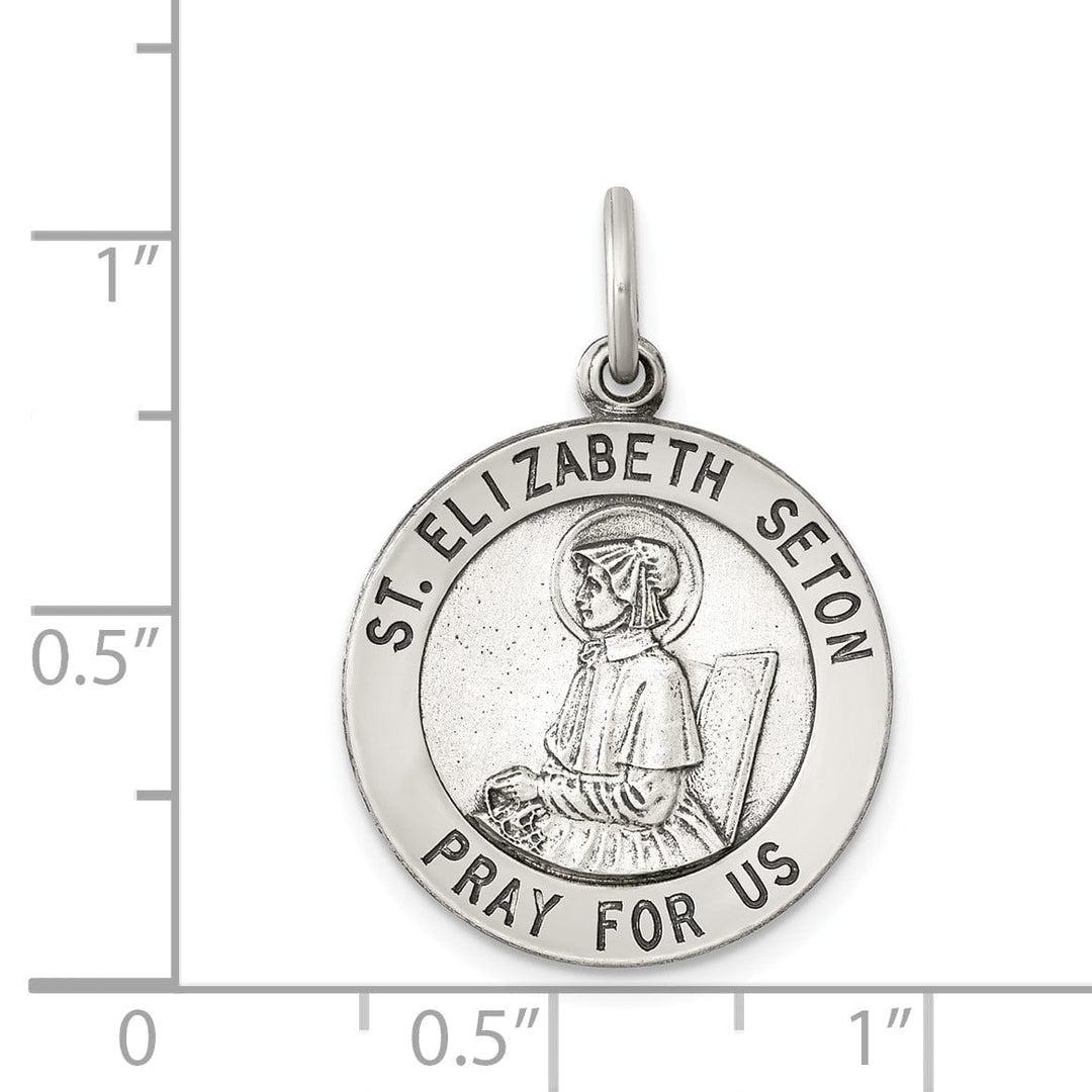 Sterling Silver Antiqued Saint Elizabeth Seton Med