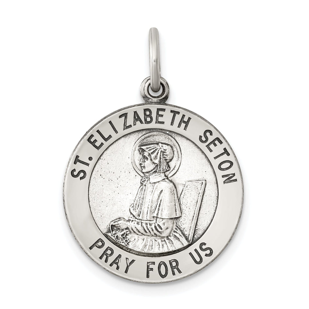 Sterling Silver Antiqued Saint Elizabeth Seton Med