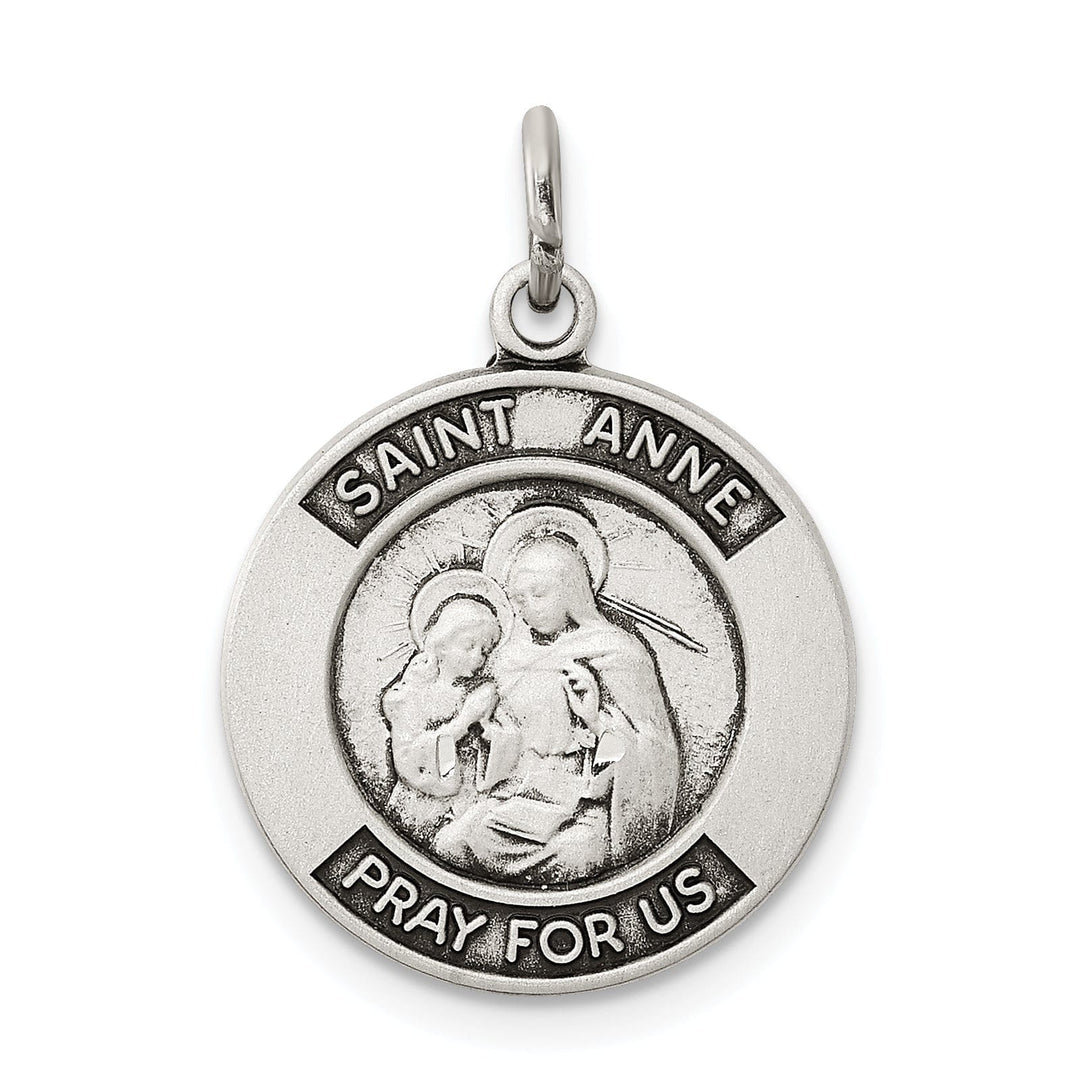 Sterling Silver Oxidized Saint Anne Medal