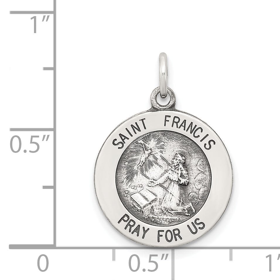 Sterling Silver Antiqued Saint Francis Medal