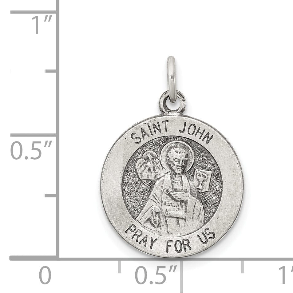Sterling Silver Antiqued Saint John Medal
