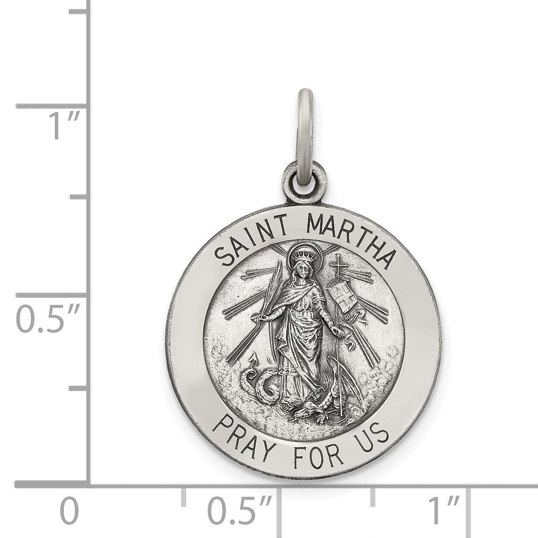 Sterling Silver Antiqued Saint Martha Medal