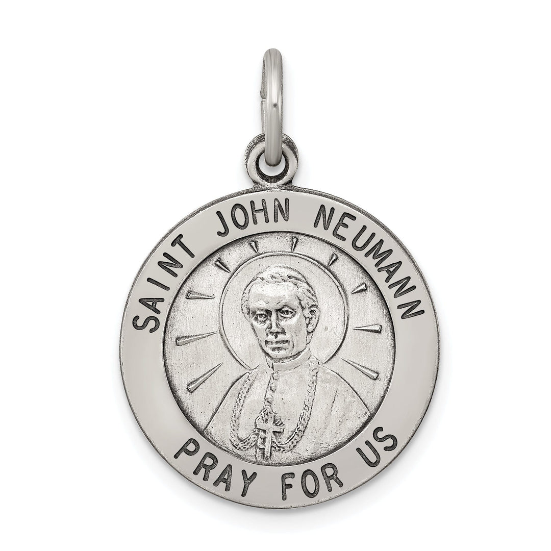 Sterling Silver Antiqued Saint John Neuman Medal