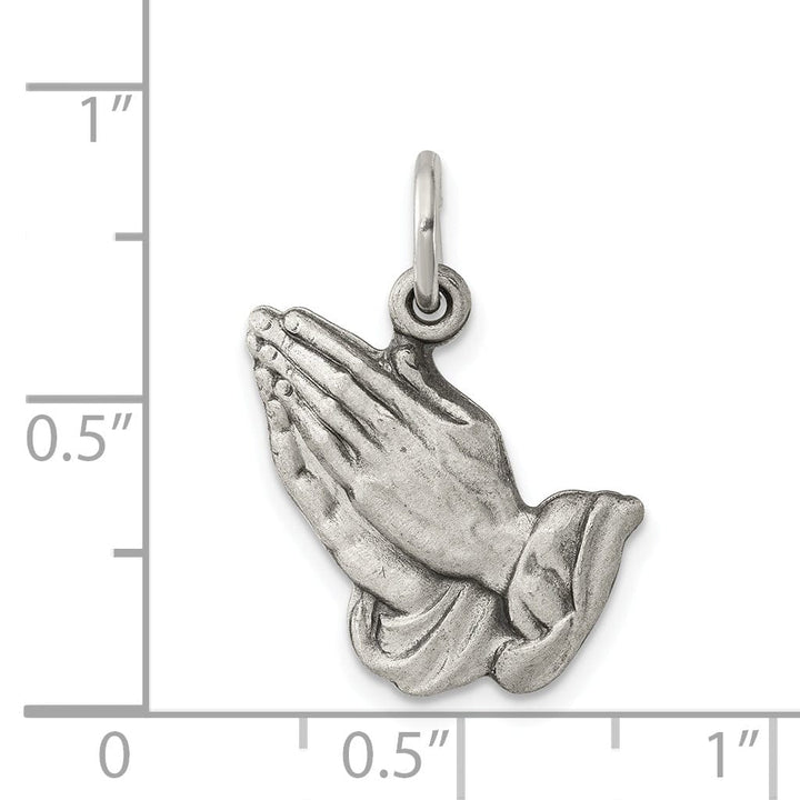 Sterling Silver Antiqued Praying Hands Charm