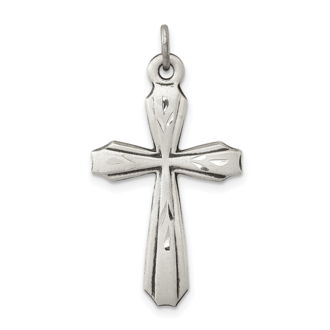 Silver D.C Satin Antiqued Finish Cross Pendant