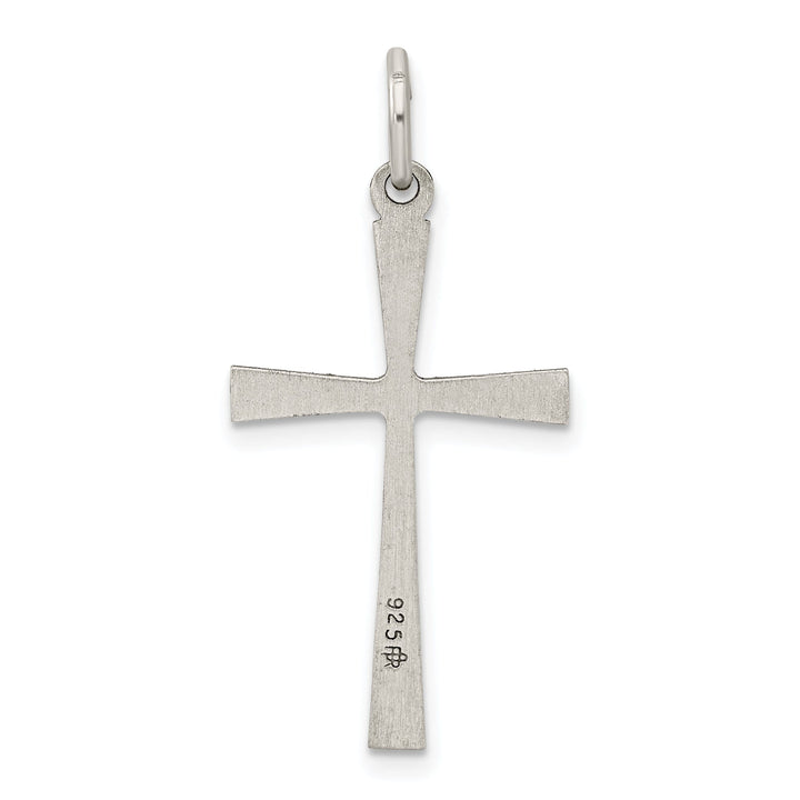 Silver Satin Textured Antiqued Cross Pendant