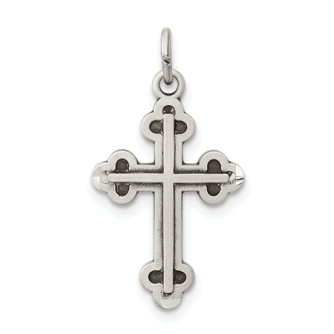 Sterling Silver Antiqued Budded Cross Charm