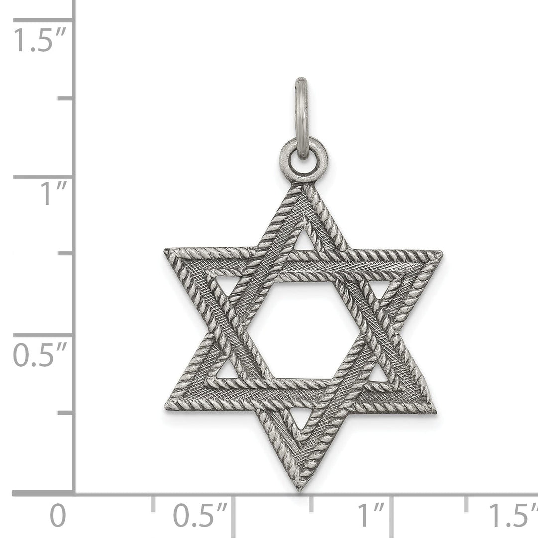 Silver Antiqued Star of David Charm Pendant
