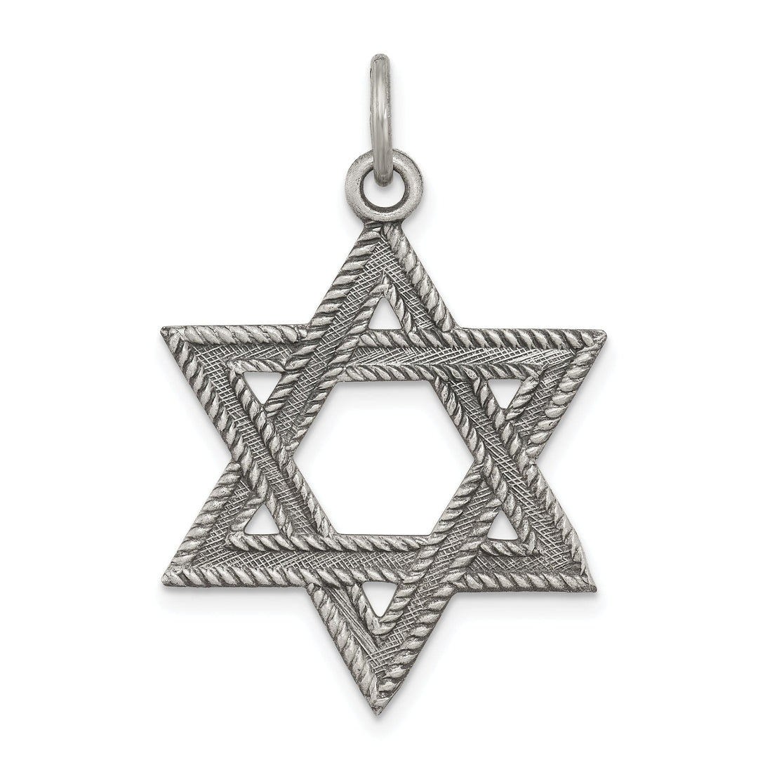 Silver Antiqued Star of David Charm Pendant