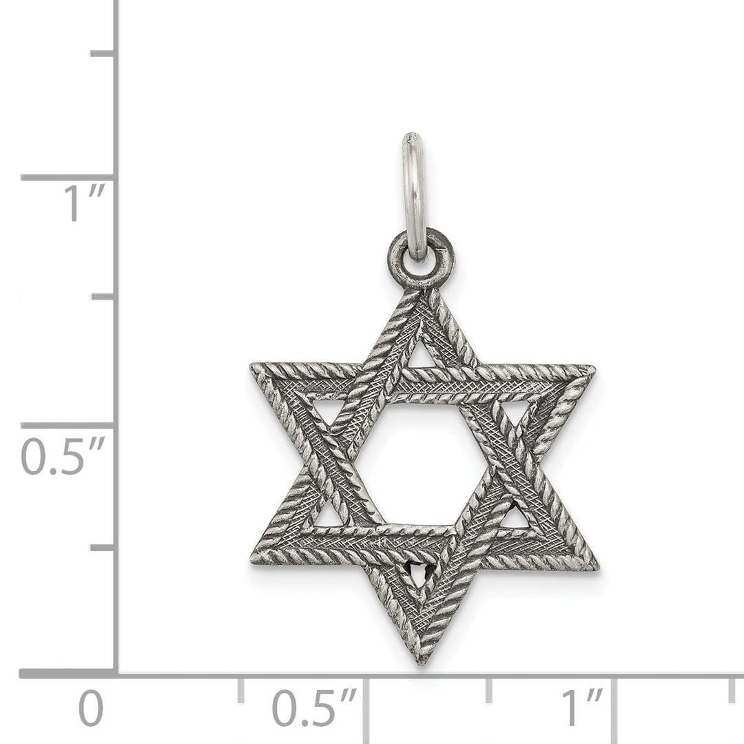 Sterling Silver Antiqued Star of David Pendant
