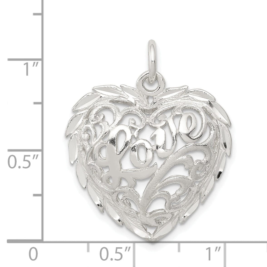Silver Solid Polished D.C Concave Heart Charm
