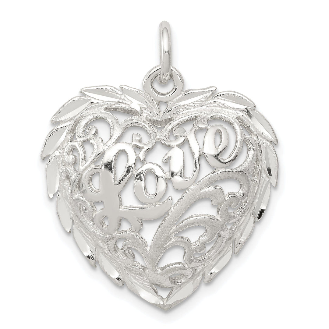Silver Solid Polished D.C Concave Heart Charm