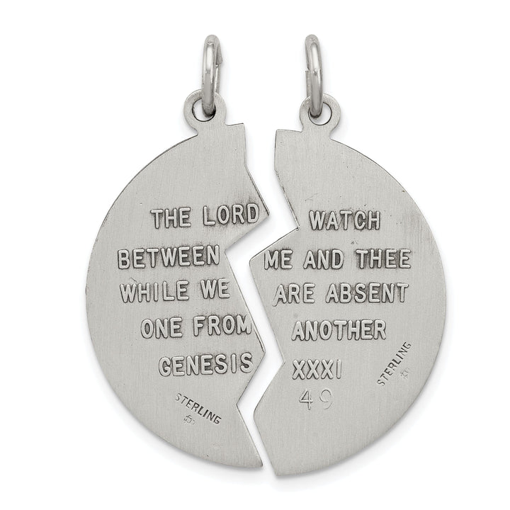 Sterling Silver Antiqued Mitzpah Charm Pendant. Engraving fee $22.00.