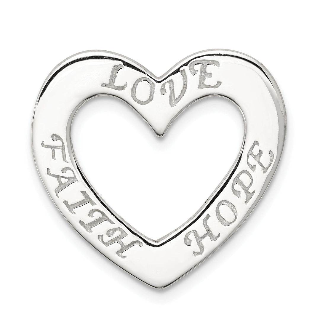 Silver Faith Hope Love Heart Chain Slide Charm