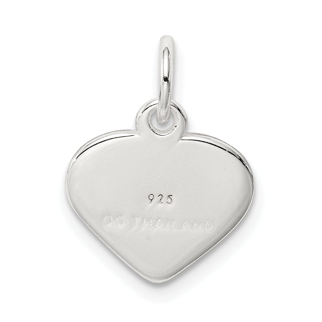Silver Solid Polished Love Heart Charm Pendant
