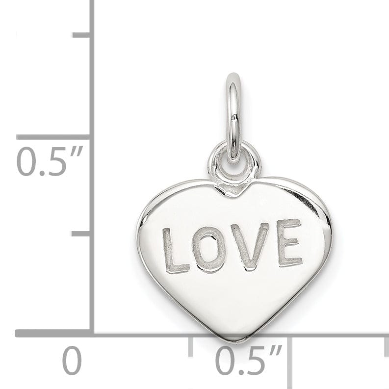 Silver Solid Polished Love Heart Charm Pendant
