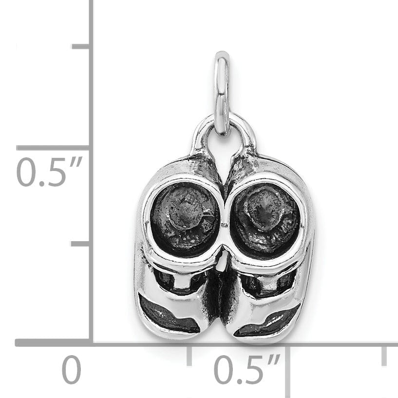 Sterling Silver Antiqued 3-D Baby Shoes Charm