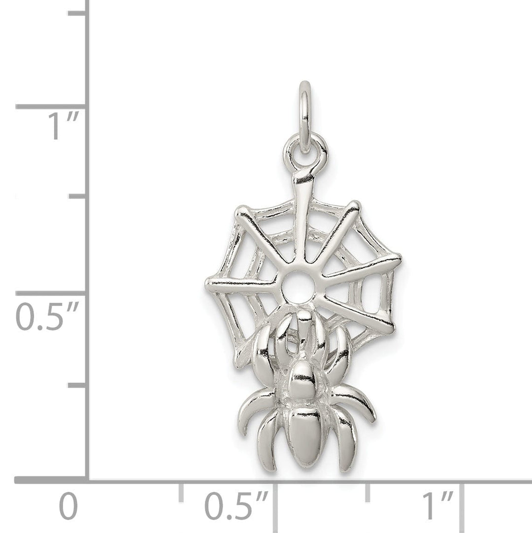 Sterling Silver Spider on Web Charm Pendant