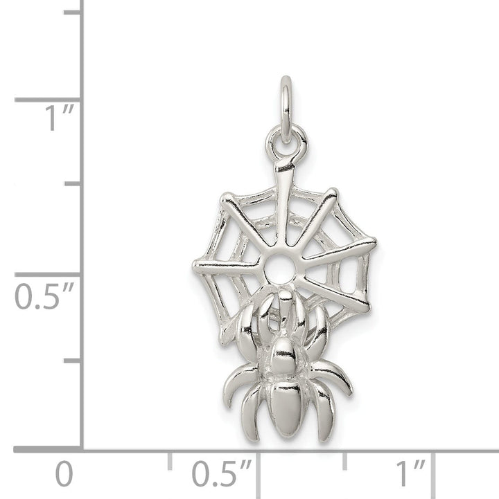 Sterling Silver Spider on Web Charm Pendant
