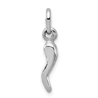 Solid Sterling Silver 3-D Italian Horn Charm