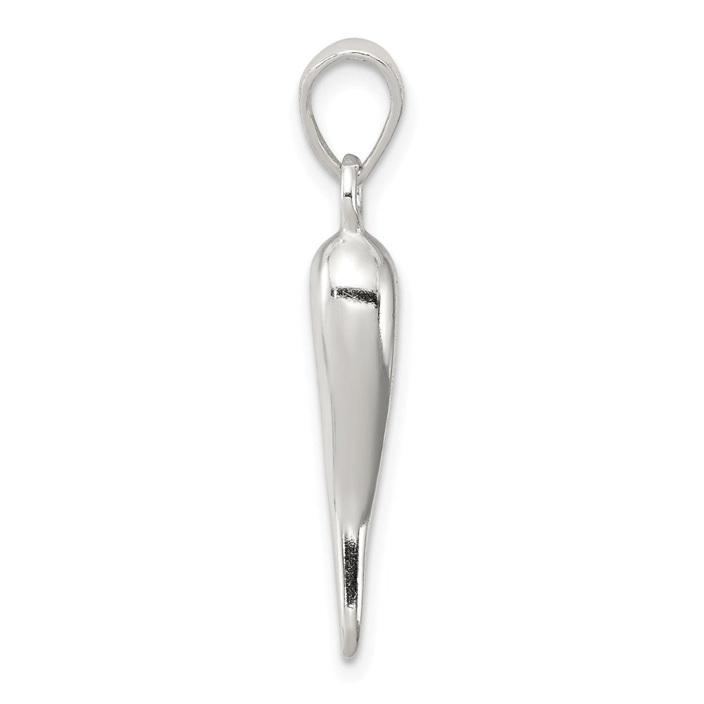 Solid Sterling Silver 3-D Italian Horn Charm Pendant