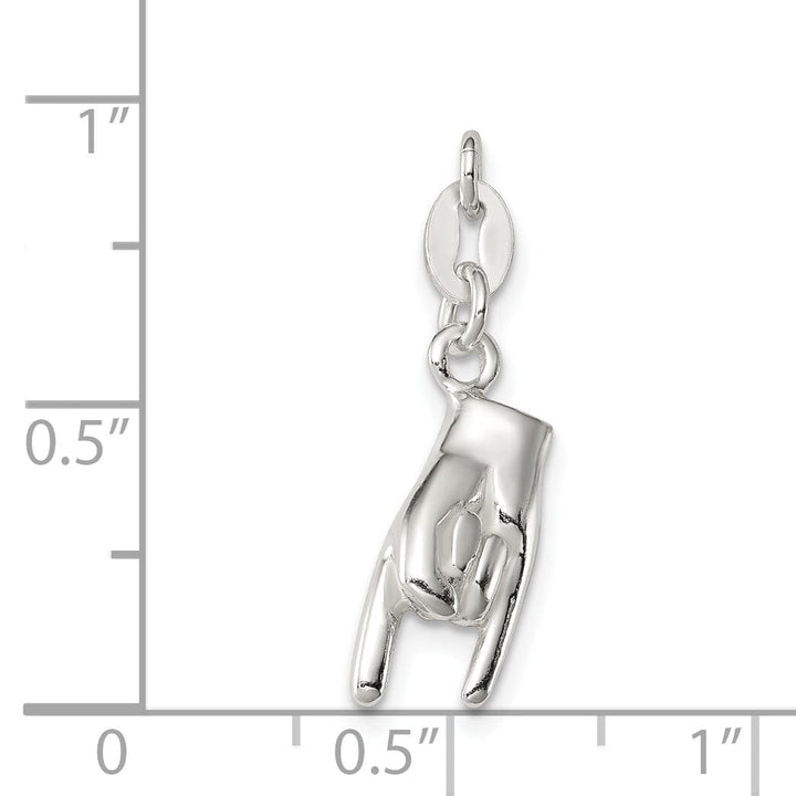Silver Polished 3-D Rock On Good Luck Charm