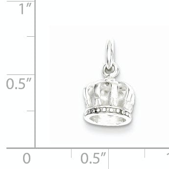 Sterling Silver Polished Finish 3-D Crown Charm