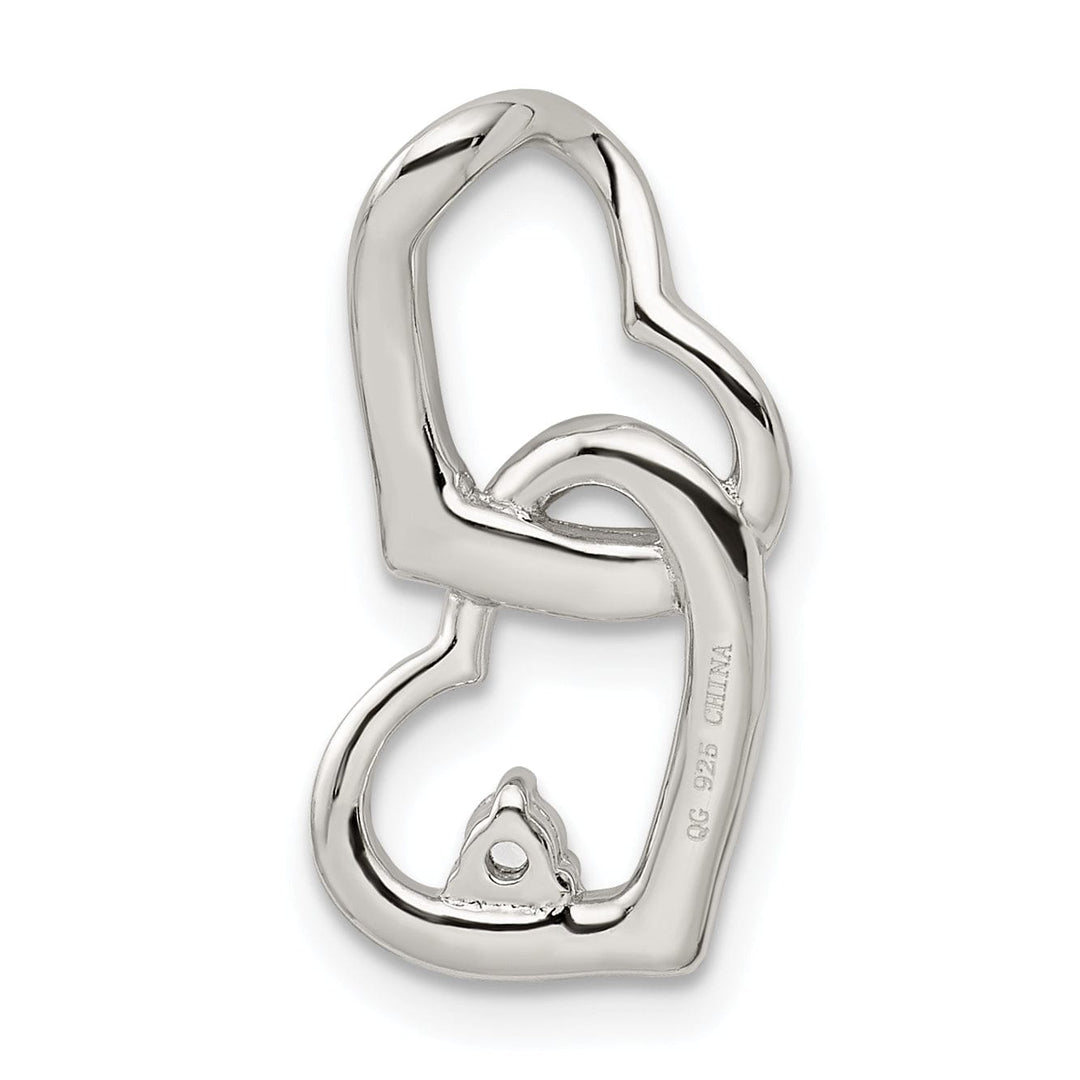 Sterling Silver CZ Double Heart Slide Charm