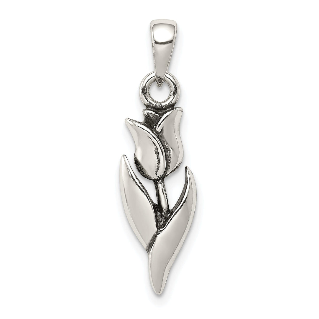 Sterling Silver Polished Antiqued Tulip Charm