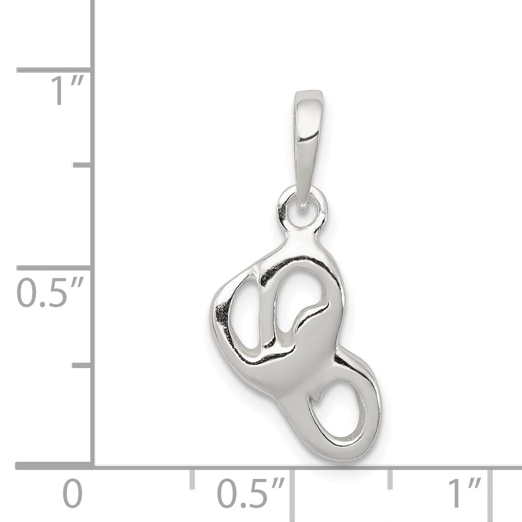 Sterling Silver Polished Initial C Pendant