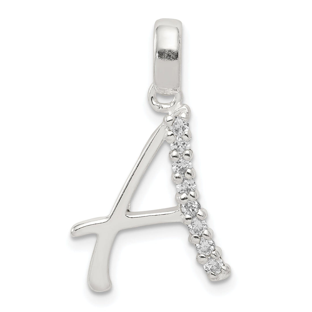 Sterling Silver CZ Initial A Charm Pendant