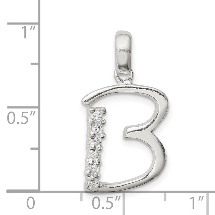 Sterling Silver CZ Initial B Charm Pendant