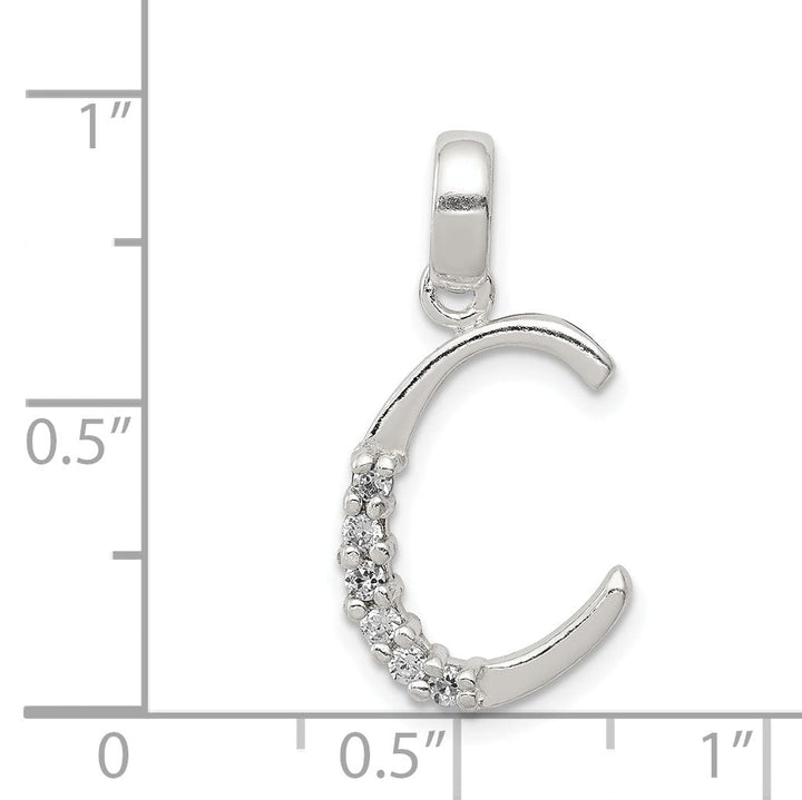 Sterling Silver CZ Initial C Charm Pendant