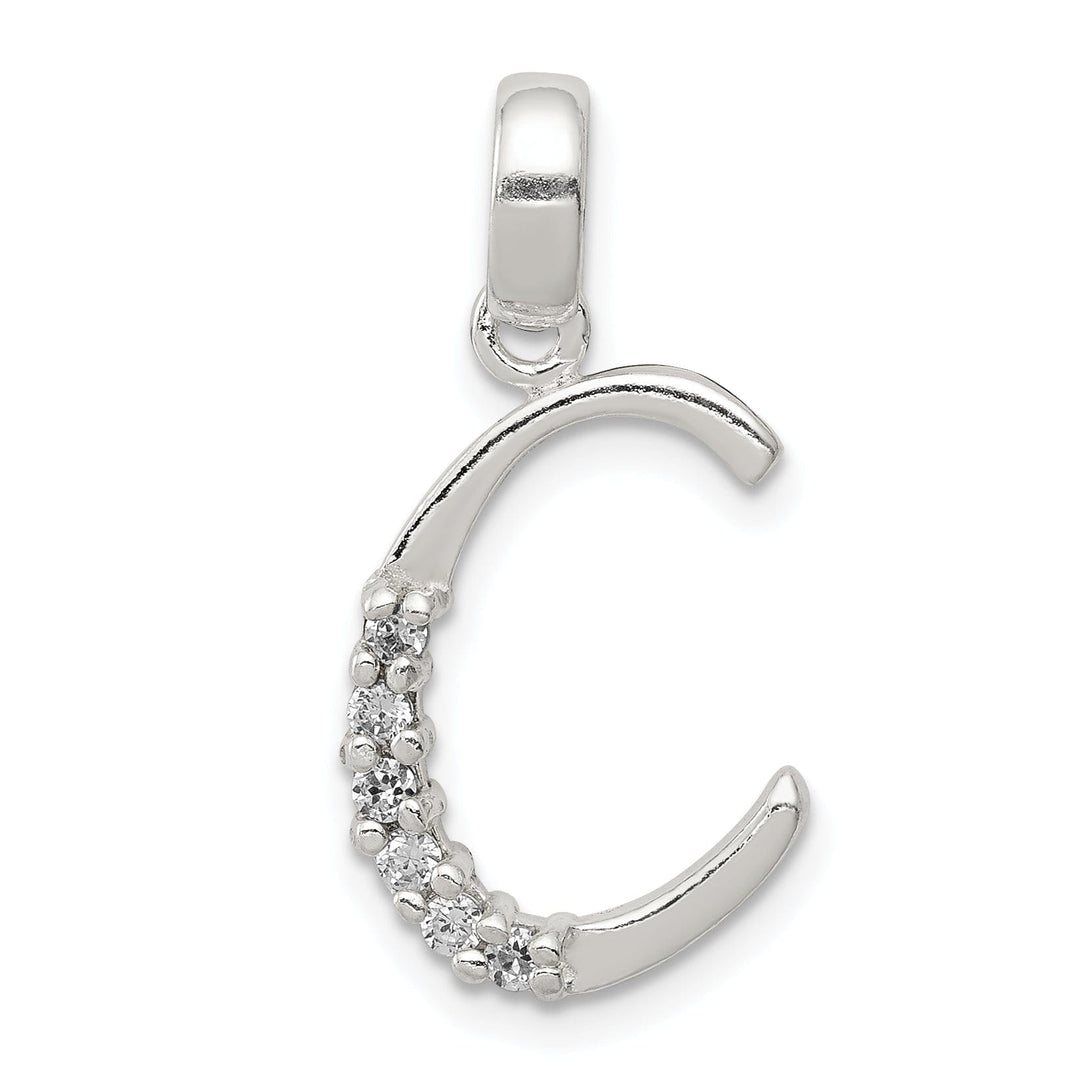 Sterling Silver CZ Initial C Charm Pendant