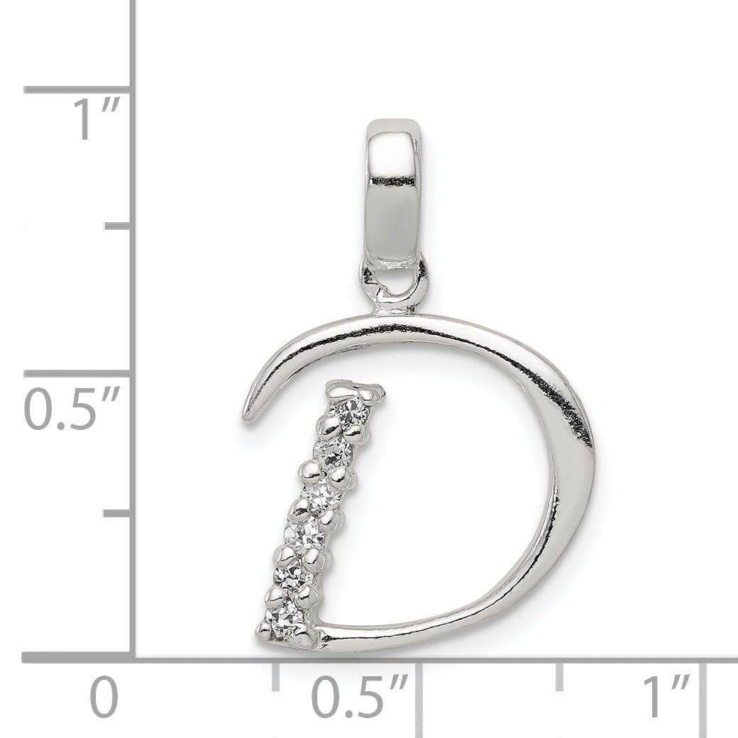 Sterling Silver CZ Initial D Charm Pendant
