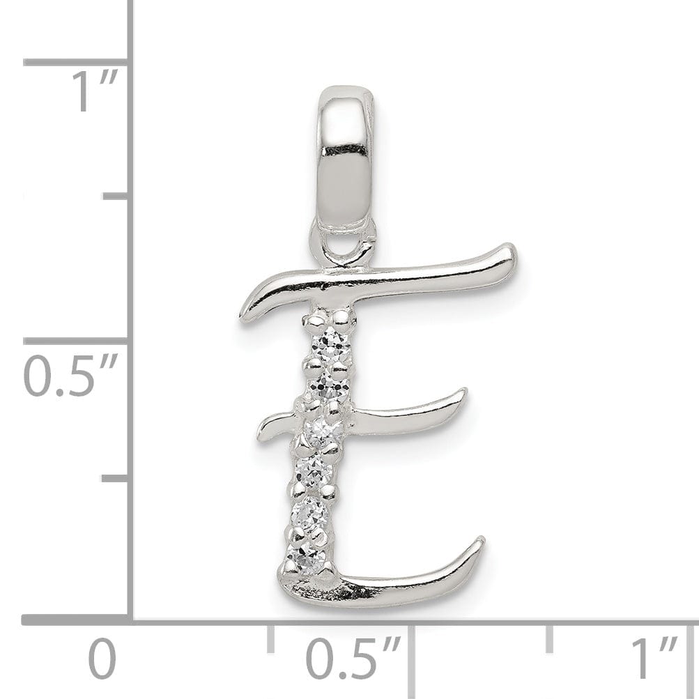 Sterling Silver CZ Initial E Charm Pendant