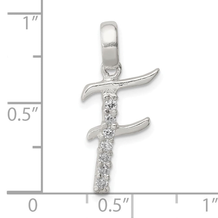 Sterling Silver CZ Initial F Charm Pendant