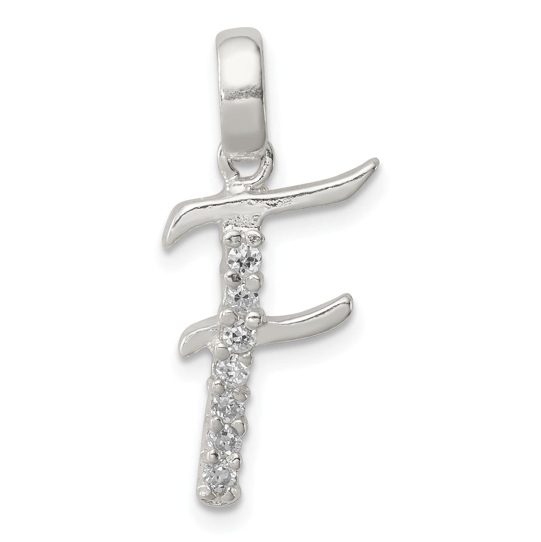 Sterling Silver CZ Initial F Charm Pendant