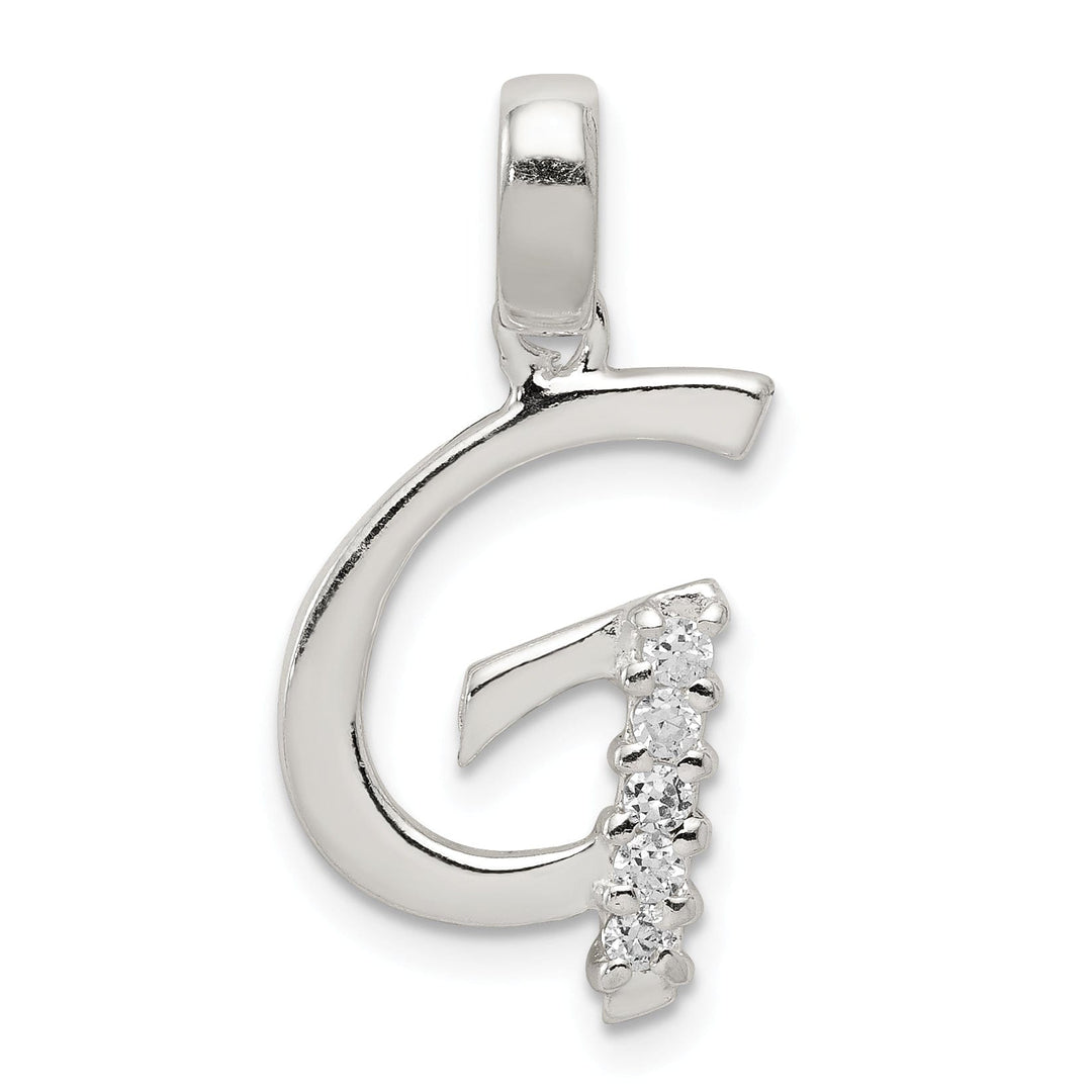Sterling Silver CZ Initial G Charm Pendant