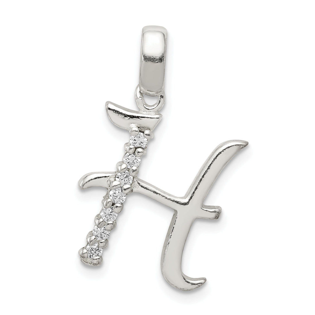 Sterling Silver CZ Initial H Charm Pendant