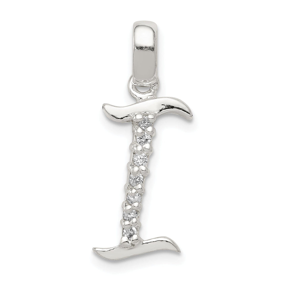 Sterling Silver CZ Initial I Charm Pendant