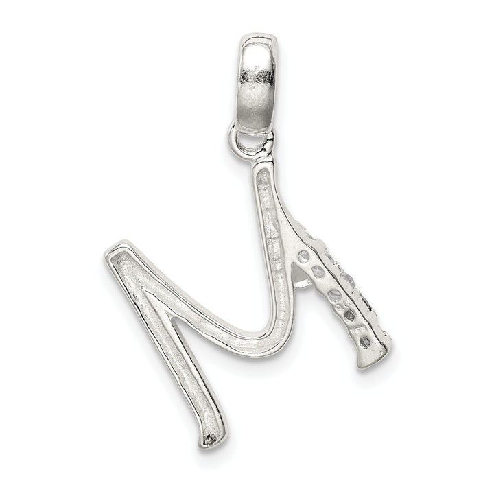 Sterling Silver CZ Initial M Charm Pendant