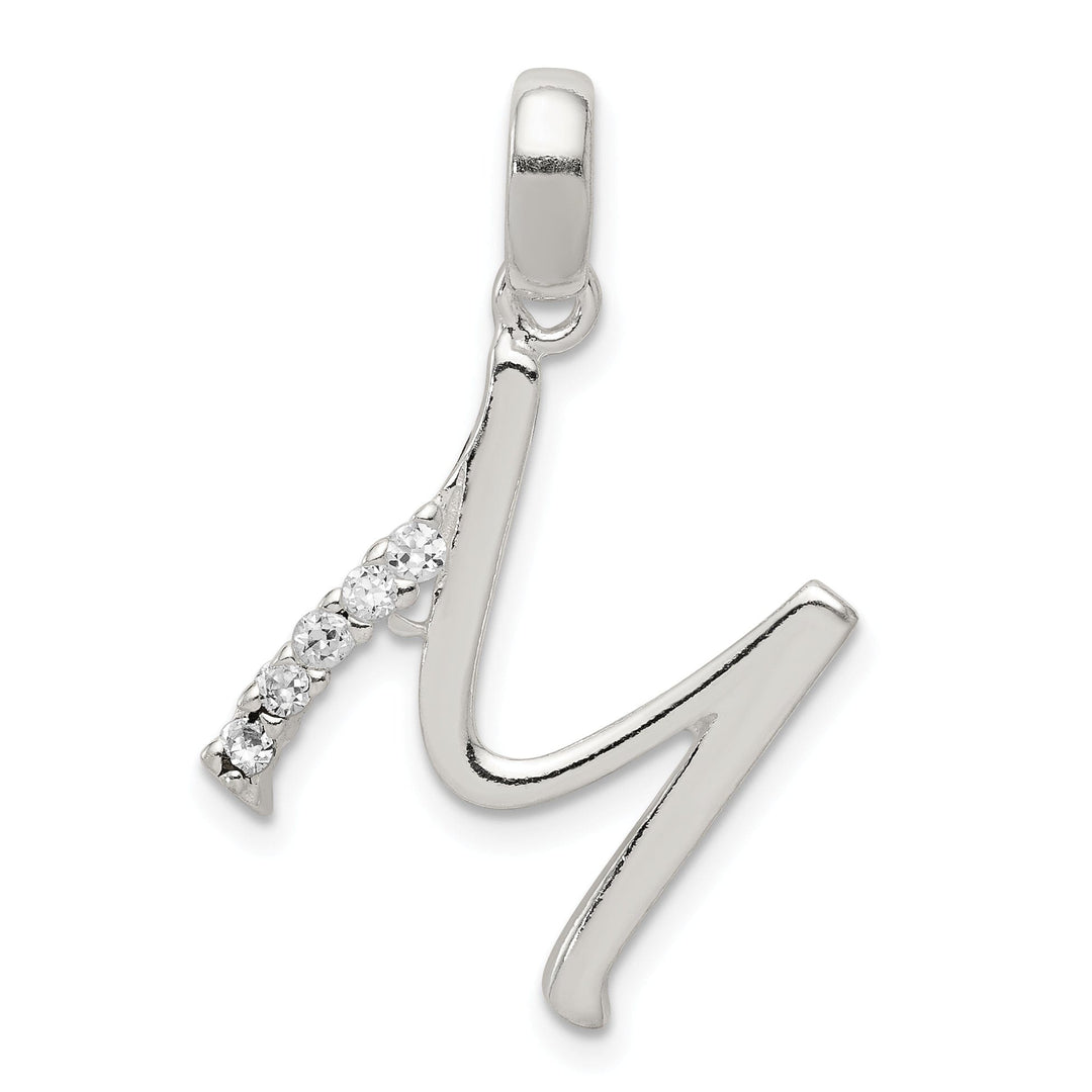Sterling Silver CZ Initial M Charm Pendant